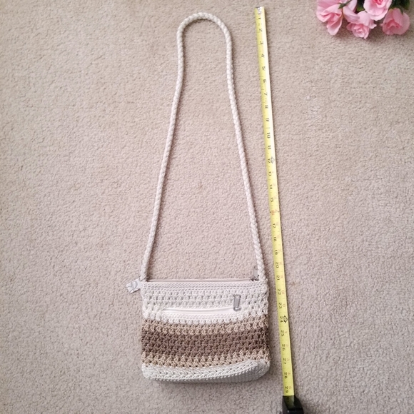 Cute Light Beige and Brown Crochet Knit Weave Shoulder Purse - Picture 12 of 12